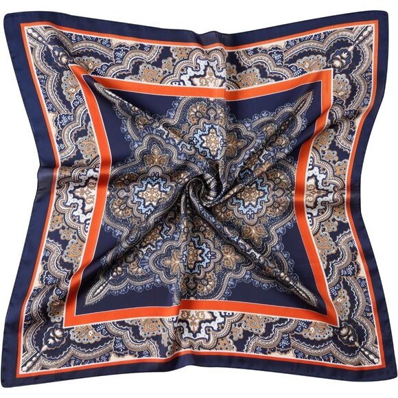 Women Frame Paisley Headscarf Satin Bandana Pattern Polyester Breathable Scarves - Picture 1 of 7